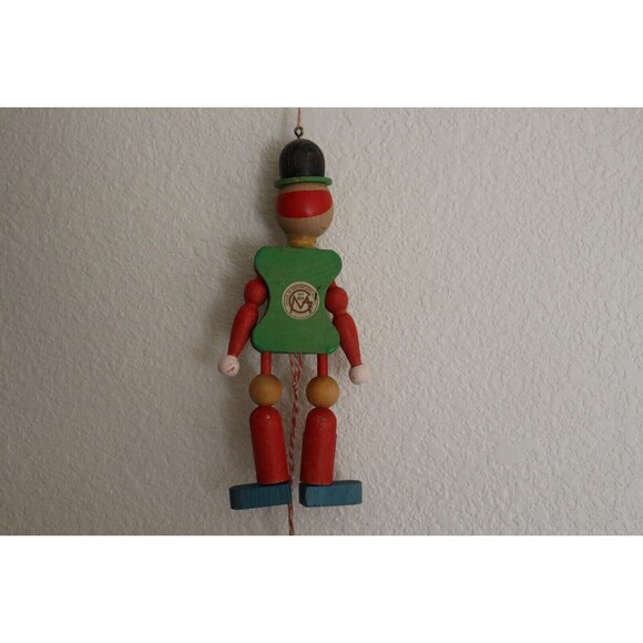 M. Gschnitzer Austria Wood Jester Clown Puppet Pull String Vintage Ornament 8.25 - Picture 6 of 12